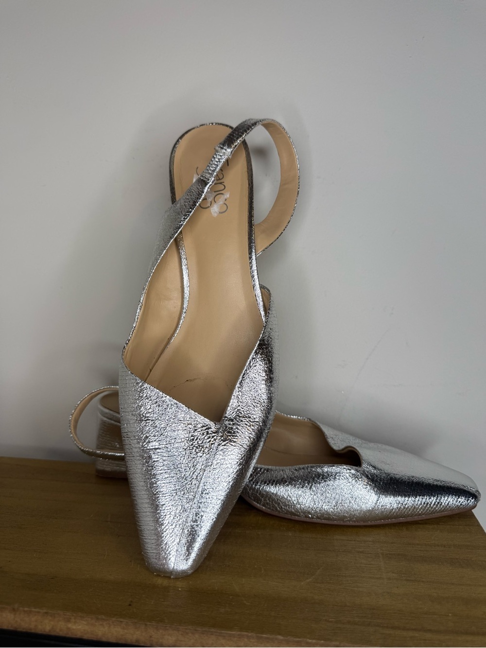 Farylrobin Silver Metallic Slingback Block Heel Pumps - Picture 5 of 7